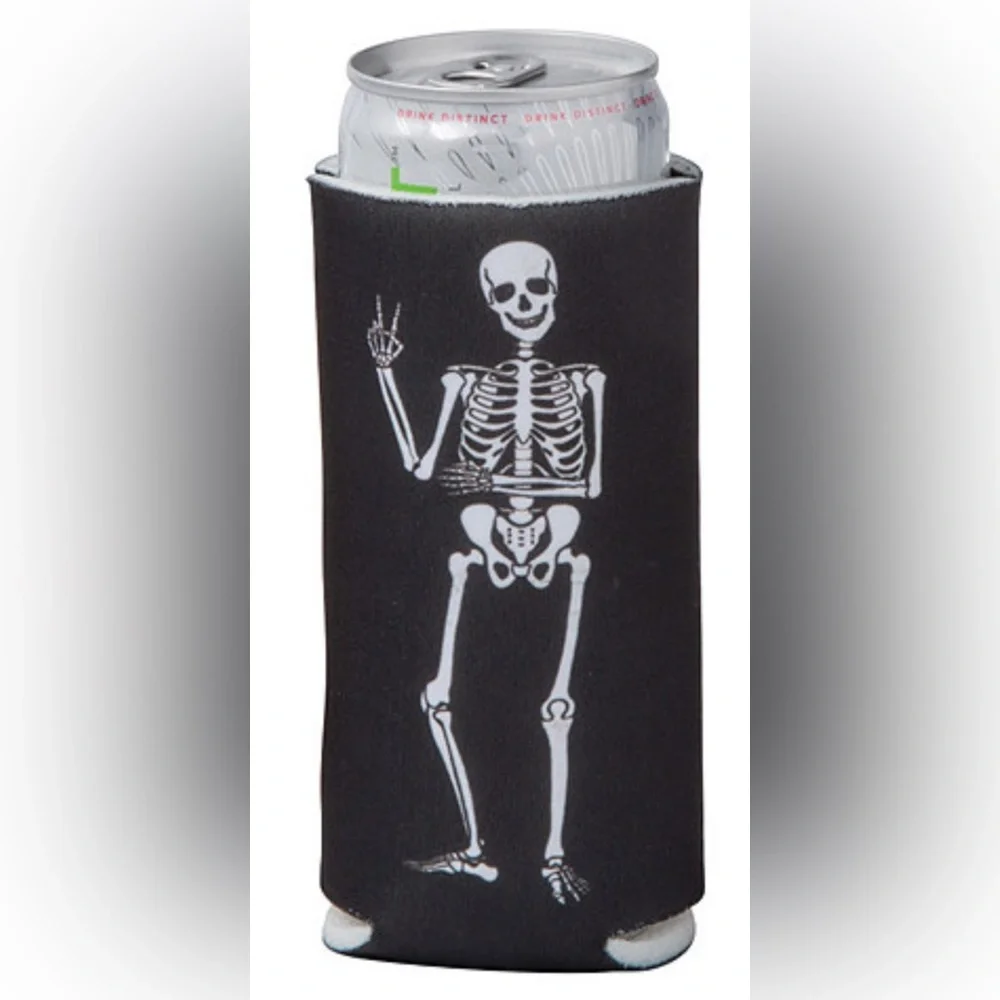 NEW! Spooky Halloween Skeleton & Grinning Jack-o'-lantern Can Sleeves (Set Of 4)